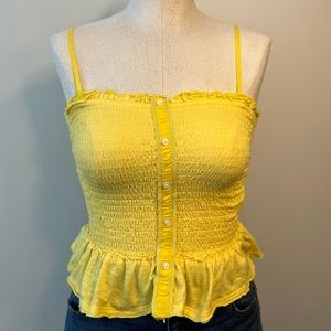 Abercrombie & Fitch Smocked Yellow Tube Top Tank